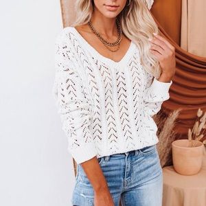 Miracle White Twist Back Sweater size S/M.